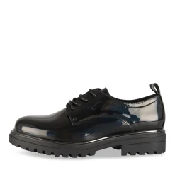 Derbies NOIR Femme Motif Iridescent Lacets