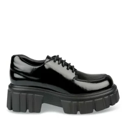 Derbies NOIR Femme Motif Vernis Lacets