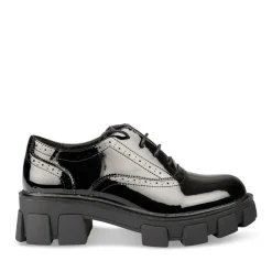 Derbies NOIR Femme Motif Vernis Lacets