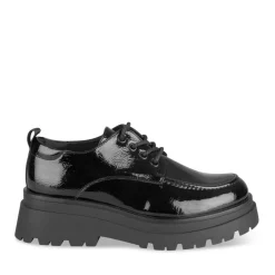 Derbies NOIR Femme Motif Vernis Lacets