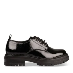 Derbies NOIR Femme Motif Vernis Lacets