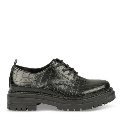 Derbies NOIR Femme Motif Animal