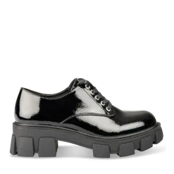 Derbies NOIR Femme Motif Vernis Lacets