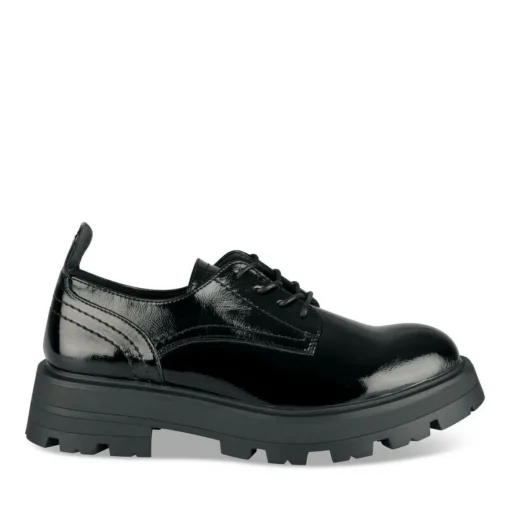 Derbies NOIR Femme Motif Vernis A Enfiler