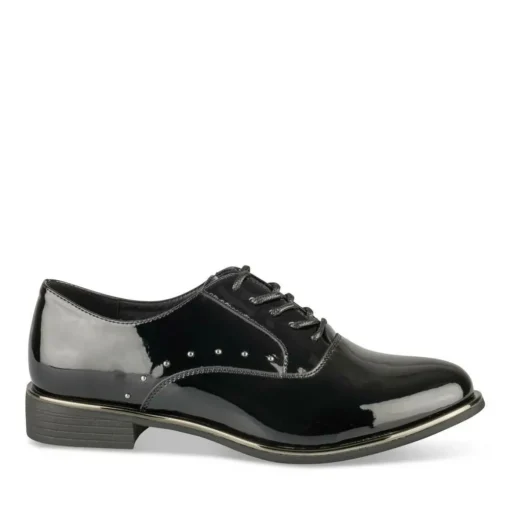 Derbies NOIR Femme Motif Vernis Lacets