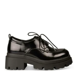 Derbies NOIR Femme Motif Vernis Lacets