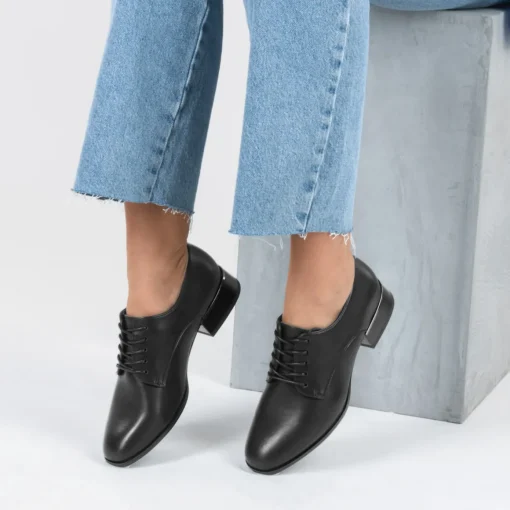 Derbies NOIR Femme Motif Uni A Enfiler