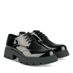 Derbies NOIR Femme Motif Vernis Lacets