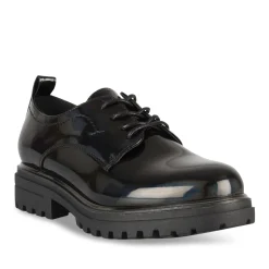 Derbies NOIR Femme Motif Iridescent Lacets