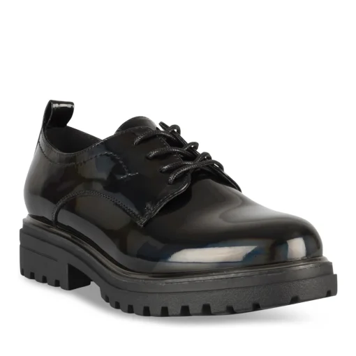 Derbies NOIR Femme Motif Iridescent Lacets