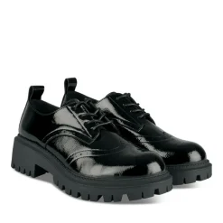 Derbies NOIR Femme Motif Vernis Lacets