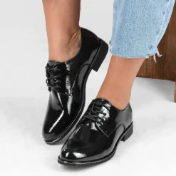 Derbies NOIR Femme Motif Uni Lacets