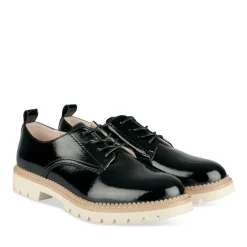 Derbies NOIR Femme Motif Vernis Lacets