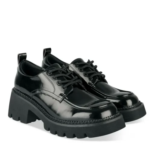 Derbies NOIR Femme Motif Vernis A Enfiler