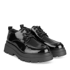 Derbies NOIR Femme Motif Vernis Lacets