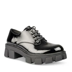Derbies NOIR Femme Motif Vernis Lacets