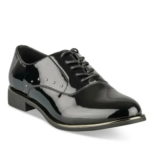 Derbies NOIR Femme Motif Vernis Lacets