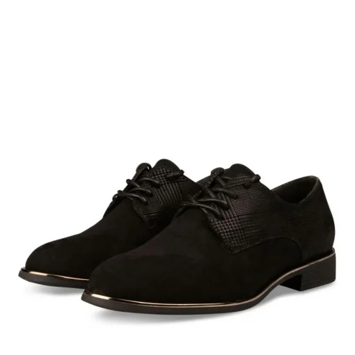 Derbies NOIR Femme Motif Carreaux Lacets