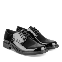Derbies NOIR Femme Motif Vernis Lacets