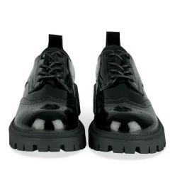 Derbies NOIR Femme Motif Vernis Lacets