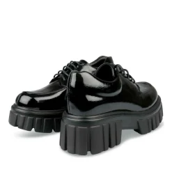 Derbies NOIR Femme Motif Vernis Lacets