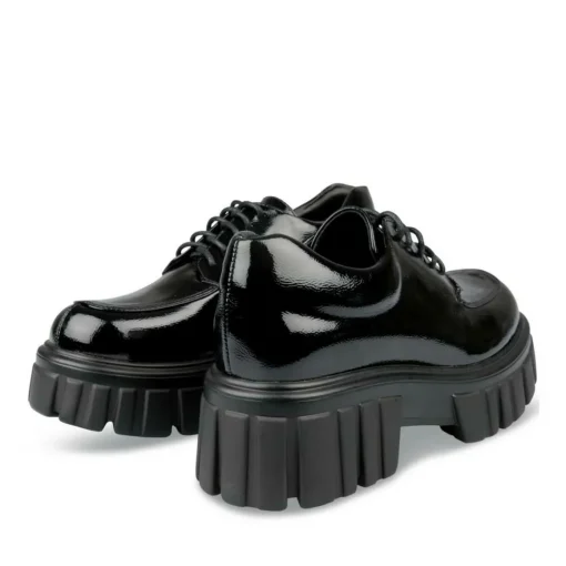 Derbies NOIR Femme Motif Vernis Lacets