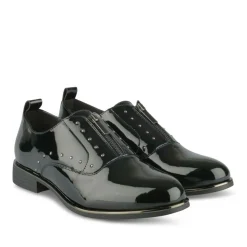 Derbies NOIR Femme Motif Clouté Fermeture éclair