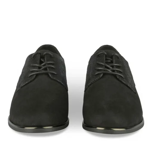 Derbies NOIR Femme Motif Paillettes Lacets