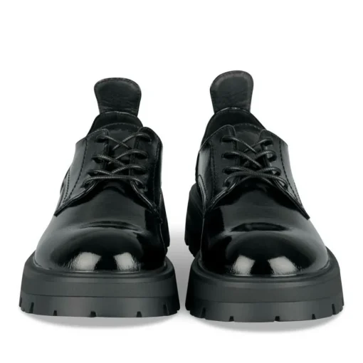 Derbies NOIR Femme Motif Vernis A Enfiler