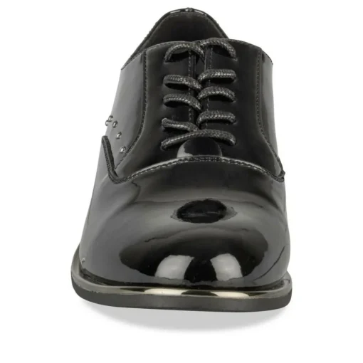 Derbies NOIR Femme Motif Vernis Lacets