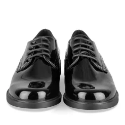Derbies NOIR Femme Motif Vernis Lacets