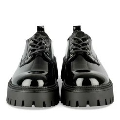 Derbies NOIR Femme Motif Vernis Lacets
