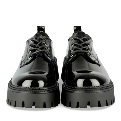 Derbies NOIR Femme Motif Vernis Lacets