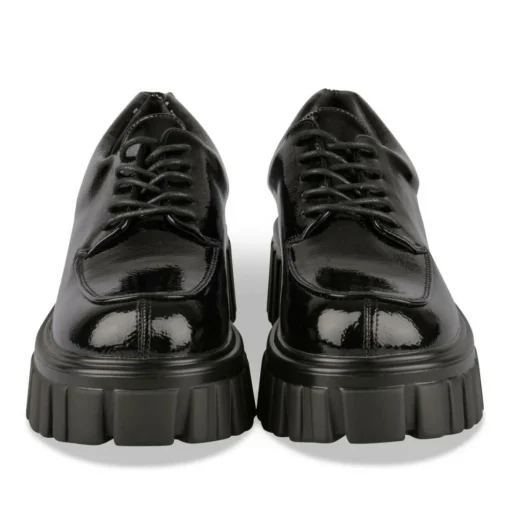 Derbies NOIR Femme Motif Vernis Lacets