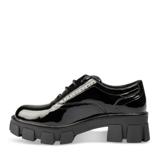 Derbies NOIR Femme Motif Vernis Lacets