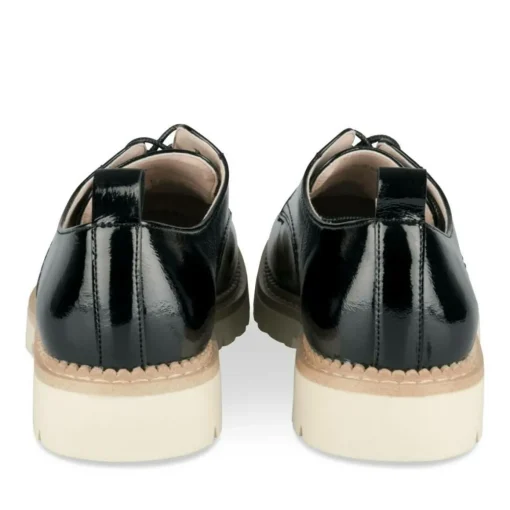 Derbies NOIR Femme Motif Vernis Lacets