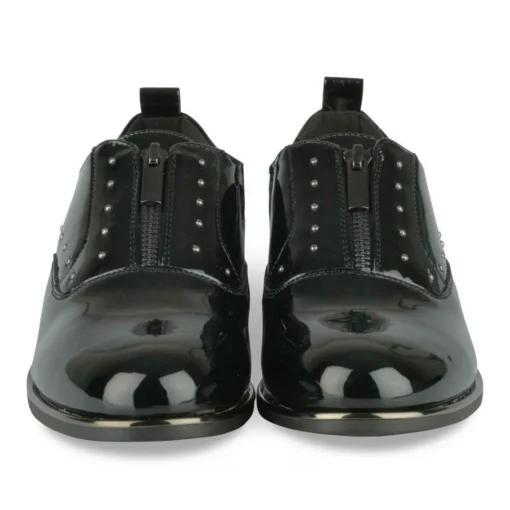 Derbies NOIR Femme Motif Clouté Fermeture éclair