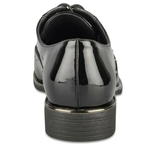 Derbies NOIR Femme Motif Vernis Lacets