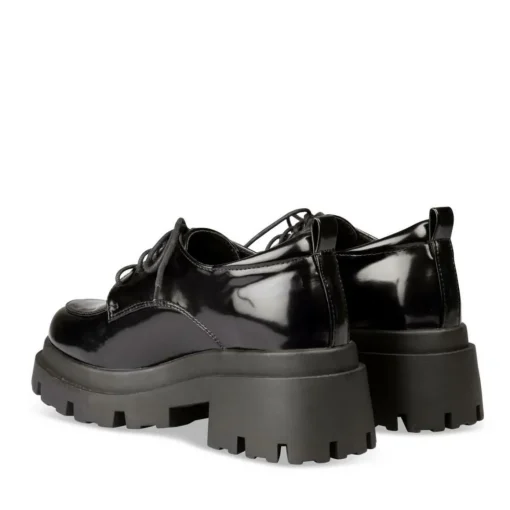 Derbies NOIR Femme Motif Vernis Lacets