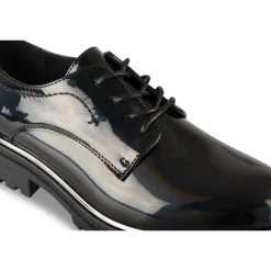 Derbies NOIR Femme Motif Iridescent Lacets