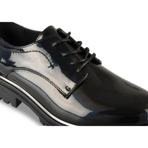 Derbies NOIR Femme Motif Iridescent Lacets