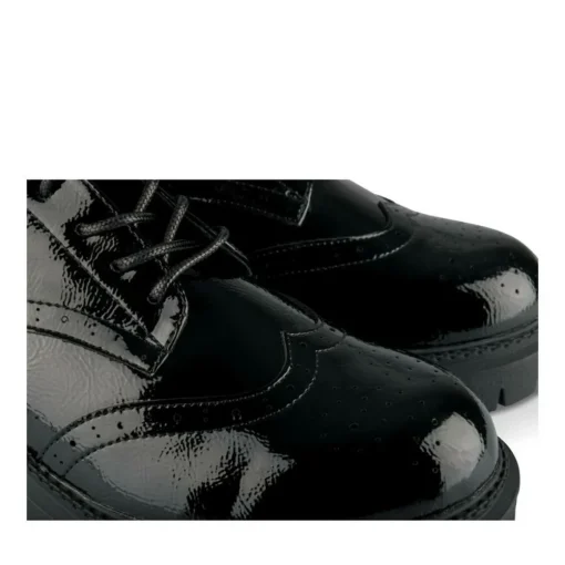 Derbies NOIR Femme Motif Vernis Lacets