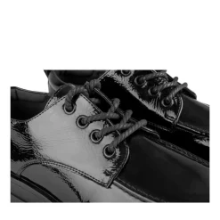 Derbies NOIR Femme Motif Vernis Lacets