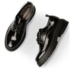 Derbies NOIR Femme Motif Vernis Lacets
