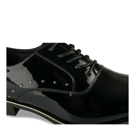 Derbies NOIR Femme Motif Vernis Lacets