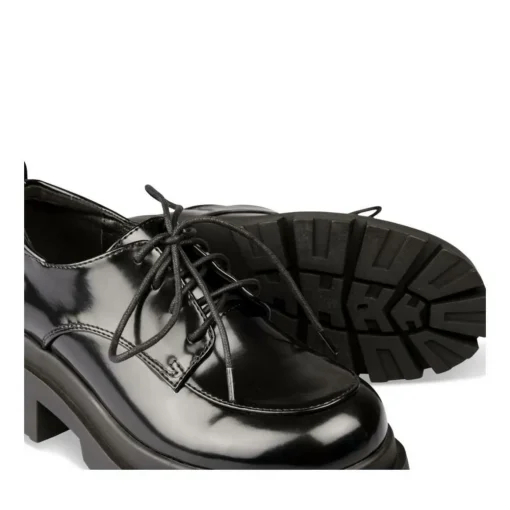 Derbies NOIR Femme Motif Vernis Lacets