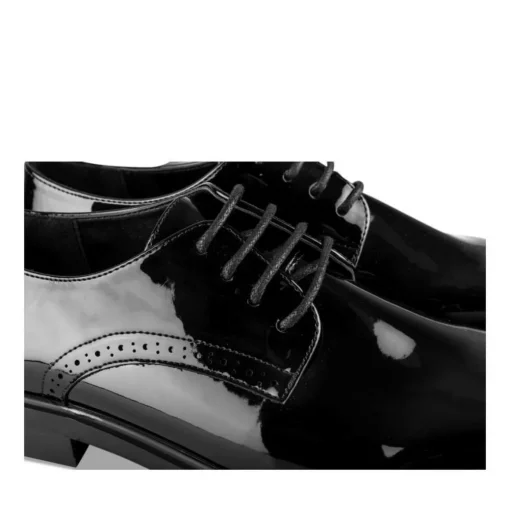 Derbies NOIR Femme Motif Vernis Lacets