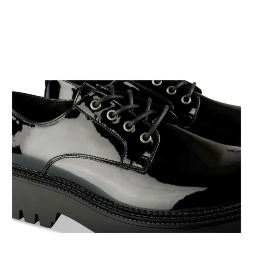 Derbies NOIR Femme Motif Vernis Lacets