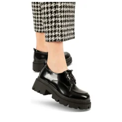 Derbies NOIR Femme Motif Vernis Lacets