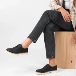Derbies NOIR Femme Motif Uni Lacets
